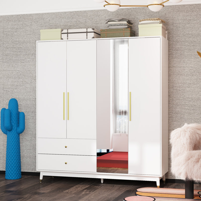 Wayfair white wardrobe with mirror discount